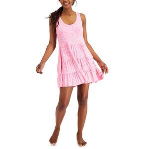 Jenni Womens Printed Sleeveless Tiered Chemise